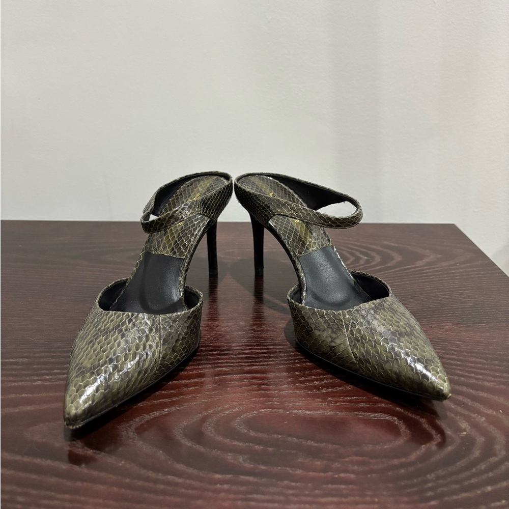 Michael Kors Collection Snakeskin Green Heels Mules 37